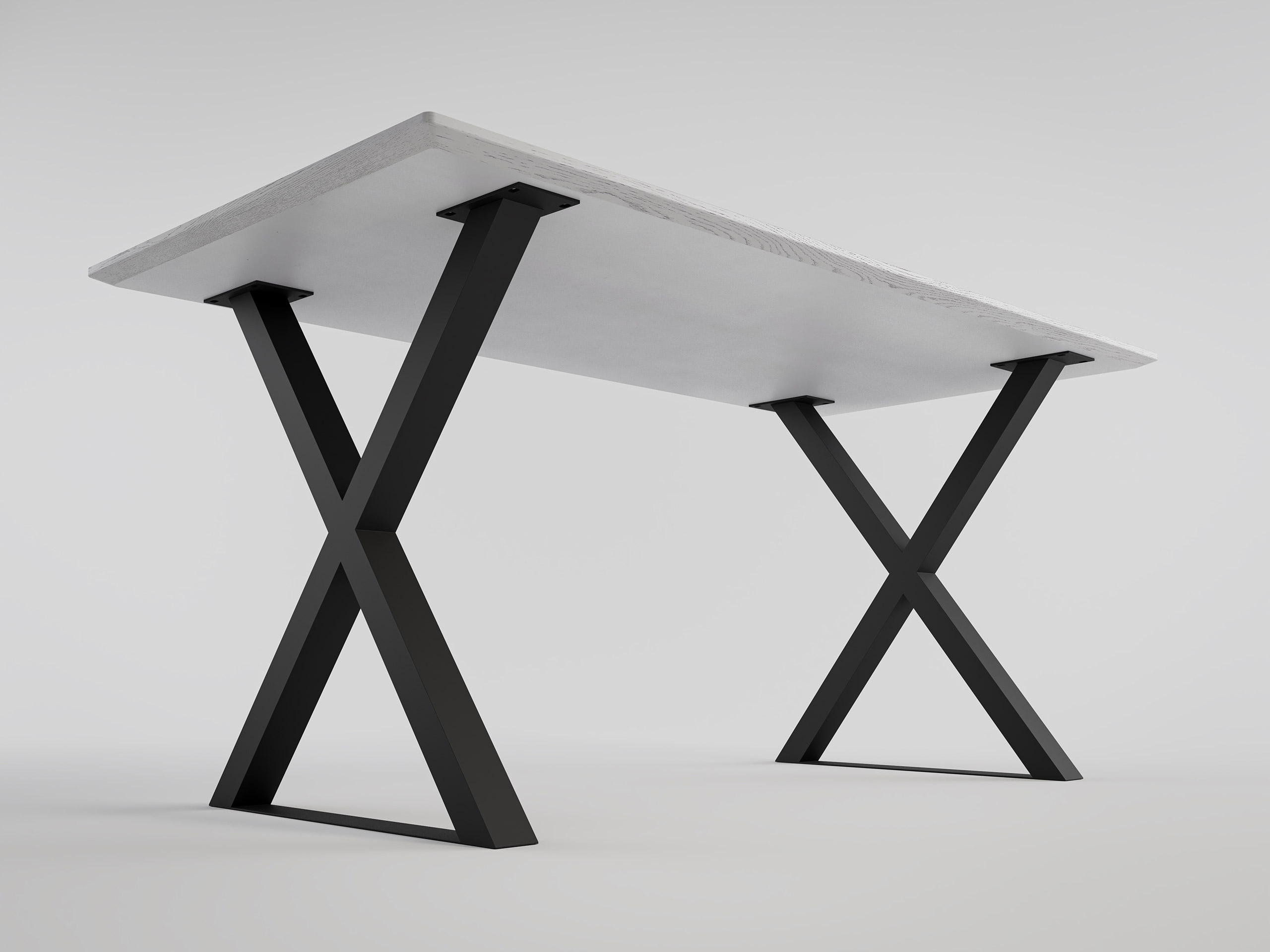 Esstisch MARA 160x80cm Eiche Furnier weiß lackiert schwarze X-Form Tischkufen