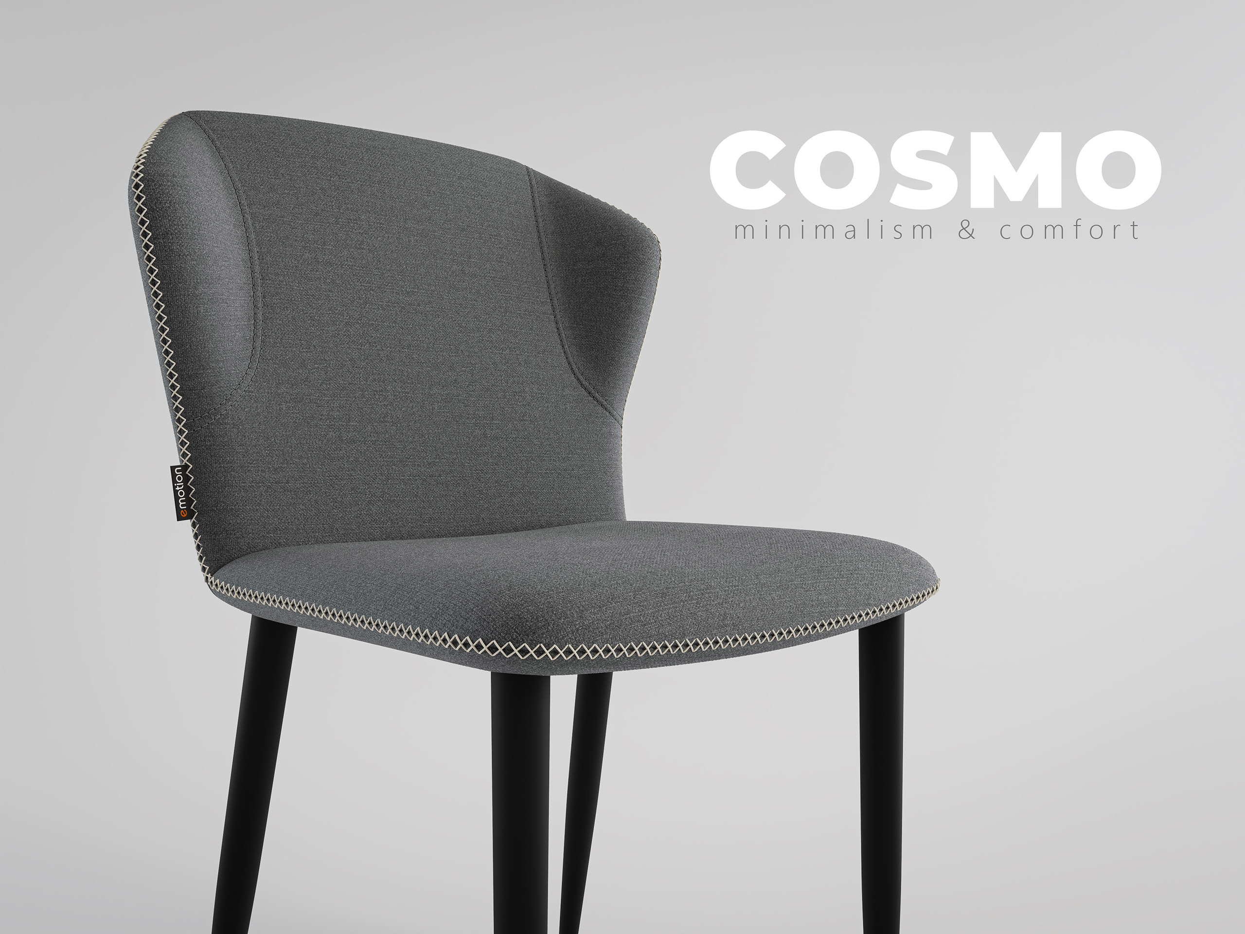 2er Set Esszimmerstuhl Design Küchenstuhl Cosmo Stoffbezug hellgrau Metallbeine