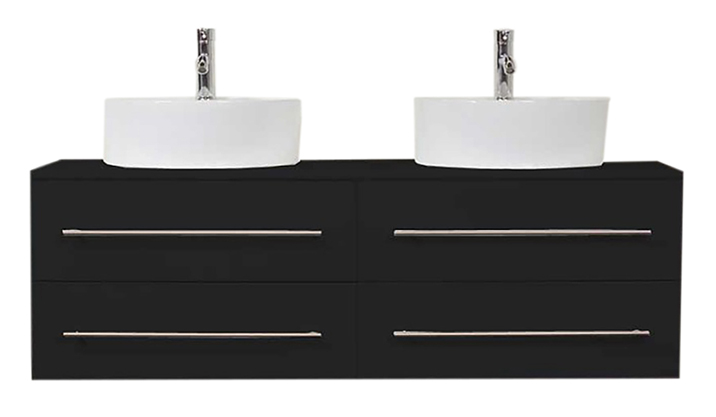 Badmöbel Novum XL SoftClose schwarz mit Aufsatzwaschbecken