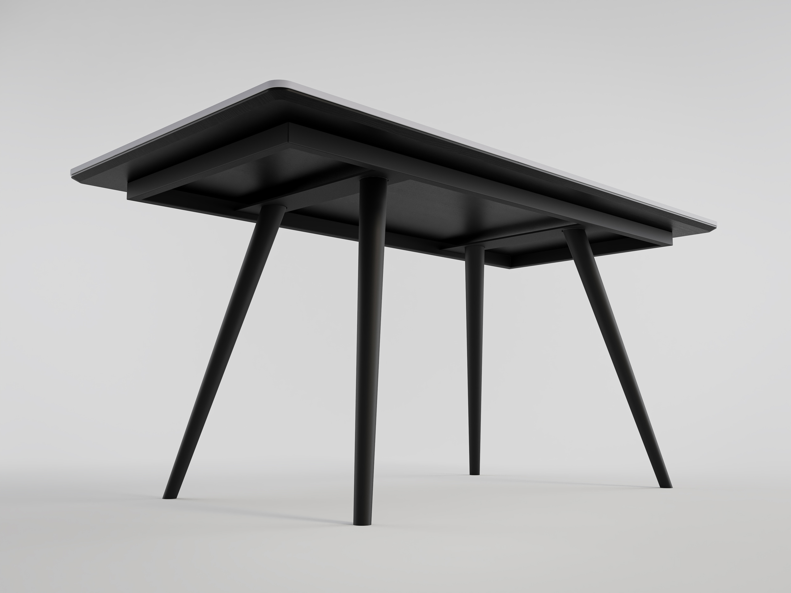Esstisch RIGA 160x80cm schwarze Keramikplatte schwarze konische Tischbeine